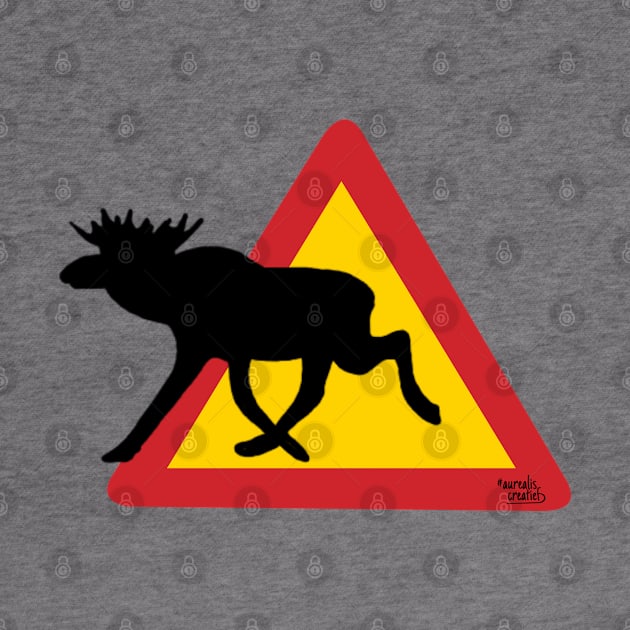 Moose traffic sign in Sweden by Aurealis